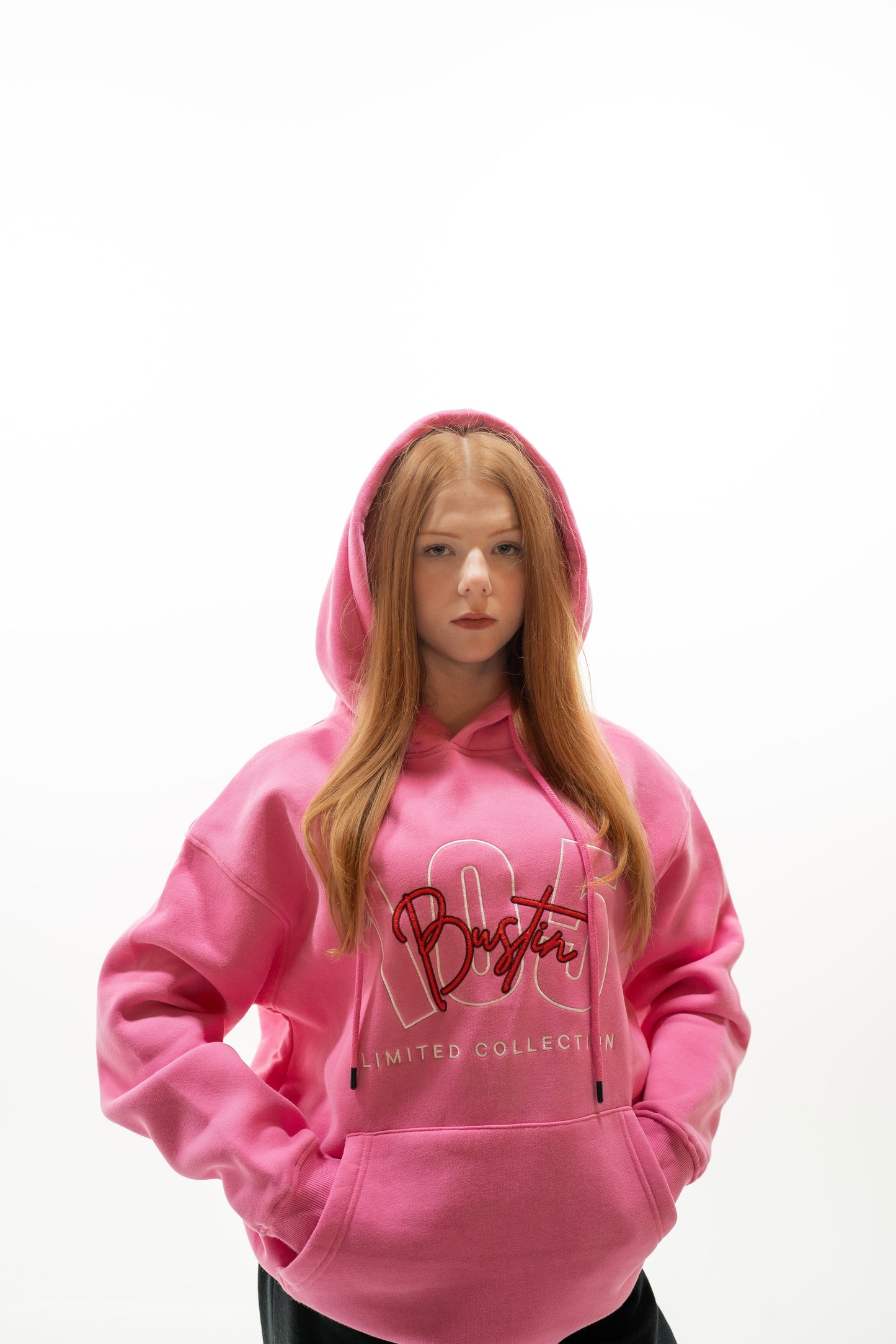 PINK EMB  BST HOODIE